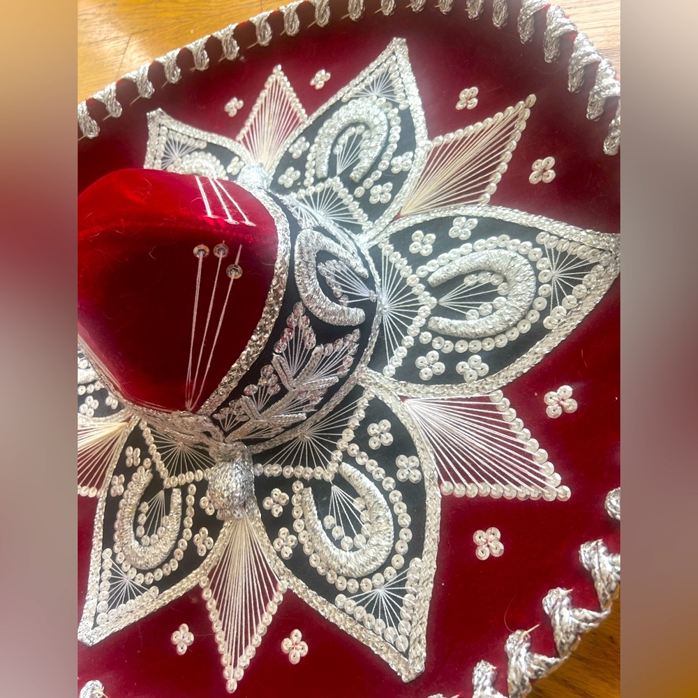 Luna Excelencia En Sombreros Mexico Red 💃🏻 Hat Sombrero 23” Adult!